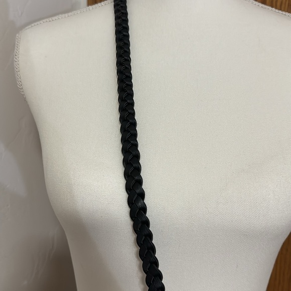 Dress Barn black vegan leather braided crossbody w/ tassels - Picture 6 of 11